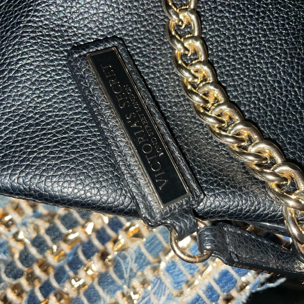 Victoria's Secret Black Leather Chain Bag